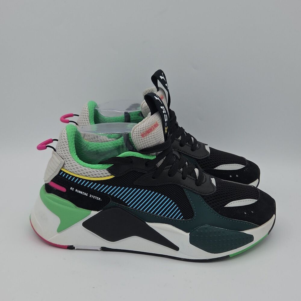 Puma RS-X Toys Black Green Pink 369628-01 Womens Size 7.5 C US 6 Chunky Sneakers - Picture 5 of 8